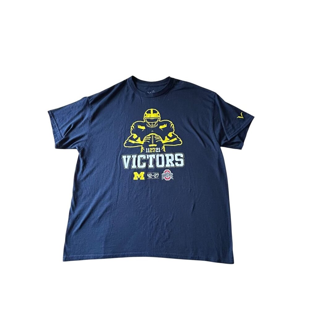 Michigan Wolverines T Shirt VICTORS Valiant Sz XL Blue Yellow Football OH State